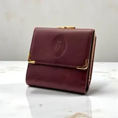 Cartier カルティエ 三つ折り財布 マストライン がま口 レザー ボルドーのサムネイル