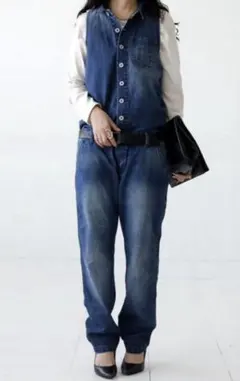 antiquaアンティカ　デニム　デニムオールインワン　フリーサイズ