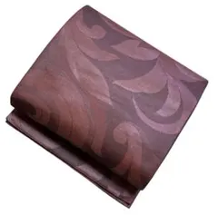 ユ200開名古屋帯 ワインレッド系 植物柄 正絹着物帯　仕立て上り