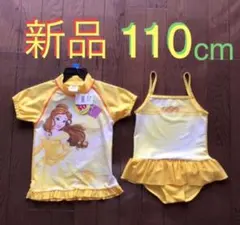 【16番】2点セット 110cm女の子水着 ディズニー ワンピース 紫外線対策