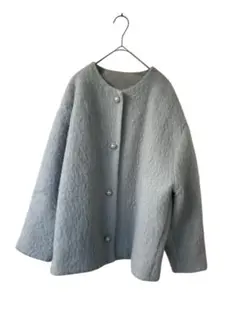 極美品 シンプリシテェ 24AW ブークレーノーカラーミドルコート