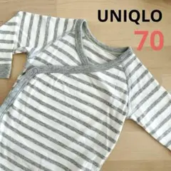 UNIQLO ボディスーツ　70 長袖　ロンパース 前開き　ベビー肌着