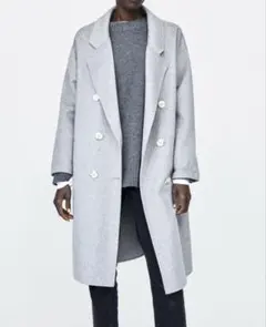 【ZARA】ダブルブレストコート　ライトグレー
