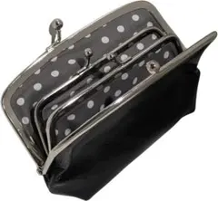 本革 がま口財布 コンパクト ブラック