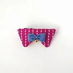 ネコ(＆小型犬)の首輪 手書き風ストライプドットのシャツ襟