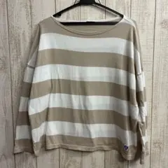 ORCIVAL ベージュホワイトストライプ長袖Tシャツ