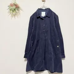 ノースオブジェクトプチ 【M】 コーデュロイ シャツワンピース 膝丈 日本製 紺