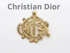 美品　クリスチャンディオール　ピンブローチ エンブレムロゴ　コサージュ　ゴールド
