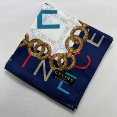 【新品・未使用】CELINE セリーヌ　チェーン柄　大判サイズ　ハンカチ