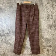 ✨グローバルワーク✨テパードパンツ♡チェック柄♡ウエストゴム♡茶色♡メンズ(S