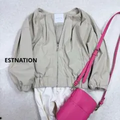ESTNATION エストネーション ノーカラーブルゾン ベージュ 36のサムネイル