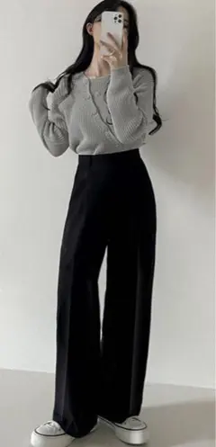 【美品】センタープレスストレートパンツ[ai07]