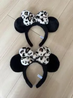 ミニーマウス風ヒョウ柄カチューシャ2個セット