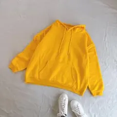 レディース　パーカー　無地　黄色　大きいサイズ　2XL