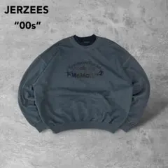 00s古着ジャージーズ子ども落書き風スウェットトレーナー短丈グレー