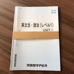 河合塾　マナビス　英文法・語法（レベル1）