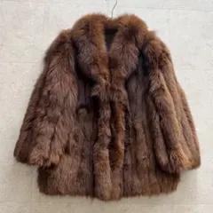 フォックスファージャケット　毛皮　染め　ブラウン　11 ボリューム