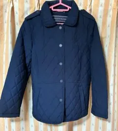 ネイビー キルティングジャケット 襟付き