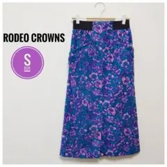 美品✨ロデオクラウンズ✨コーデュロイ タイトスカート✨花柄✨パープル大人かわいい