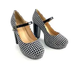 脚を細く綺麗に見せてくれる美脚 太ヒールパンプス 痛くない ストラップ 25cm