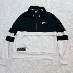 美品✨ナイキ 刺繍 ハーフジップ トラックジャケット ジャージ ブラック 白