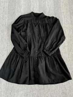 ブラック ボタンアップワンピース☆150