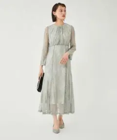 レース ウエスト ギャザー ワンピース　グリーンレーベルリラクシング