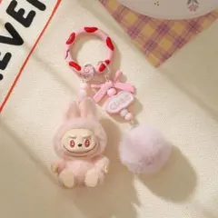 超人気ミニラブブ キーリング(ピンク) らぶぶ Labubu キーホルダー