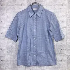 agnis b. PARIS 日本製 古着 半袖 ギンガムチェック柄 シャツ