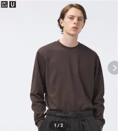 UNIQLO U エアリズムコットンクルーネックTシャツ ダークブラウン