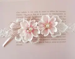 【new新作】桜のベビーヘアバンド　初節句　お食い初め　お宮参り