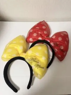 ミニーマウス カチューシャ 赤 黄色 ドット