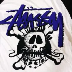 00S オールド　ステューシー　ラグラン　Spellout SKULL Tee