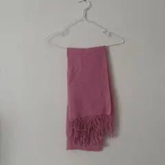 ピンク フリンジ付きストール
