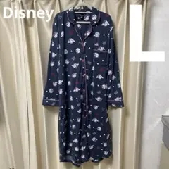 パジャマ ルームウェア ディズニー ミニー 前開き ワンピース ネイビー Lのサムネイル