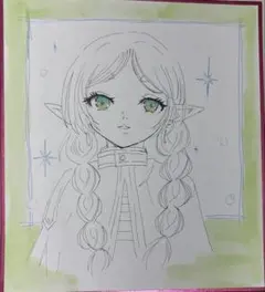 【手描きイラスト 】原画 葬送のフリーレン フリーレンファンアート色紙 【水彩】