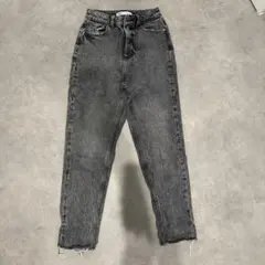 ZARA グレー ハイウエストデニムパンツ 32サイズ