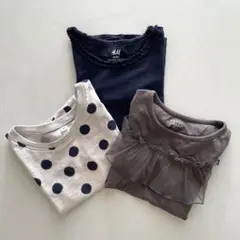H&M ネイビー フリルTシャツ
