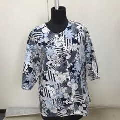 APRICOT TALKING 花柄シャツ ネイビー系 M～L