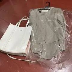 グレー ジャケットとホワイト トートバッグ セット　卒業式　入学式
