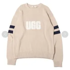 UGG　袖ダブルライン ニットトップス　アグ　ロゴニット　長袖　Lサイズ
