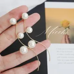 パールロングピアス パール 韓国 レディース アクセサリー きれいめ 結婚式