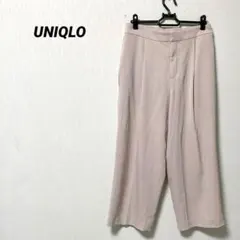 ユニクロ　ベージュ ワイド　パンツ　ゴムウエスト　シンプル　M ゆったり