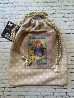 ジョリーフルール　ミニコラコラ巾着袋 【猫と鳥】