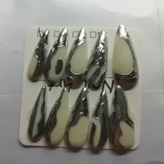 ホワイトシルバー ネイルチップ10個セット