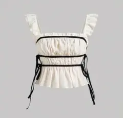 【新品即発送】SHEIN フリルタンクトップ アイボリーのサムネイル