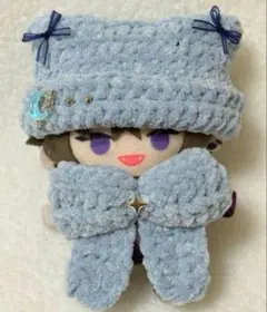 ネコ耳ニット帽＆リボン　にじぱぺっと　ぬい服　ライトブルー