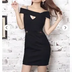 デイジーストア　L キャバドレス　ミニドレス　ブラック　オフショルダー　ビジュー