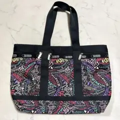 Lesportsac レスポートサック カラフルトートバッグ 総柄 ロゴ 英字
