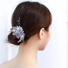 髪飾り　花モチーフ　パーティ　卒業式　入学式 ヘアアクセサリー 紫 かんざし